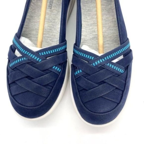 Clarks Cloudsteppers Adella Poppy Slip On Shoes Woven Sneakers New - Picture 12 of 14